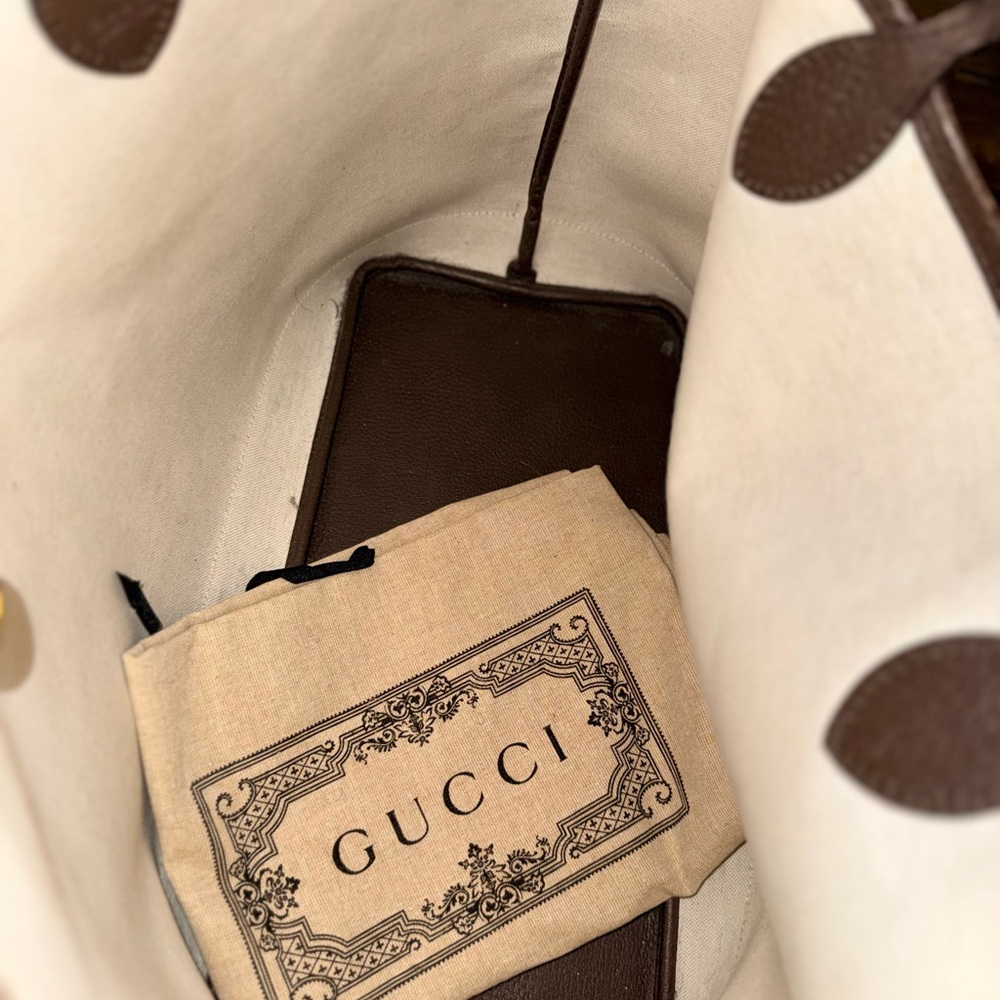 Gucci Beige and Brown Tote with Green and Red Stripe - Picture 3 of 9